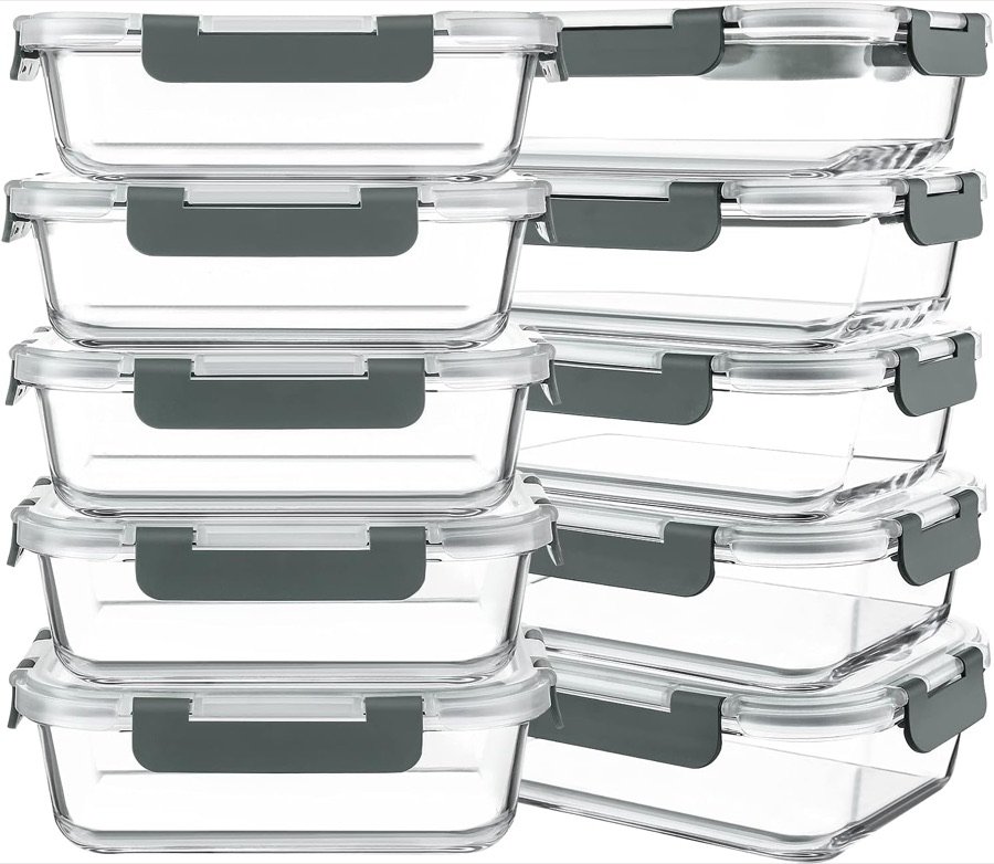 KOMUEE Glass Meal Prep Containers (10-Pack)